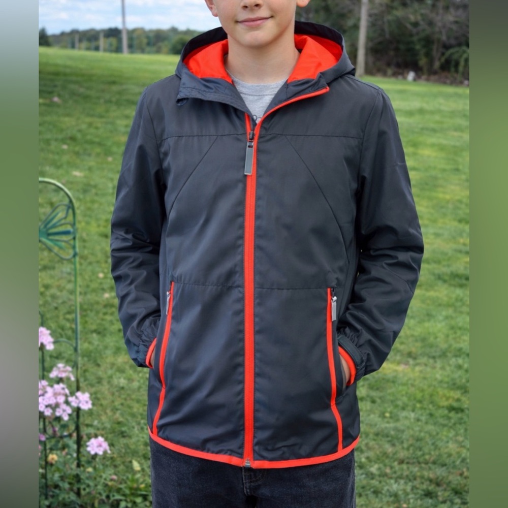 Champion Youth Raincoat Dark Gray and Orange Youth Size 16-18